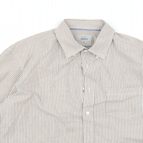 Marks and Spencer Mens White Striped   Button-Up Size M