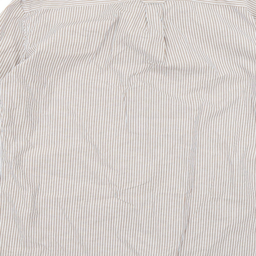 Marks and Spencer Mens White Striped   Button-Up Size M