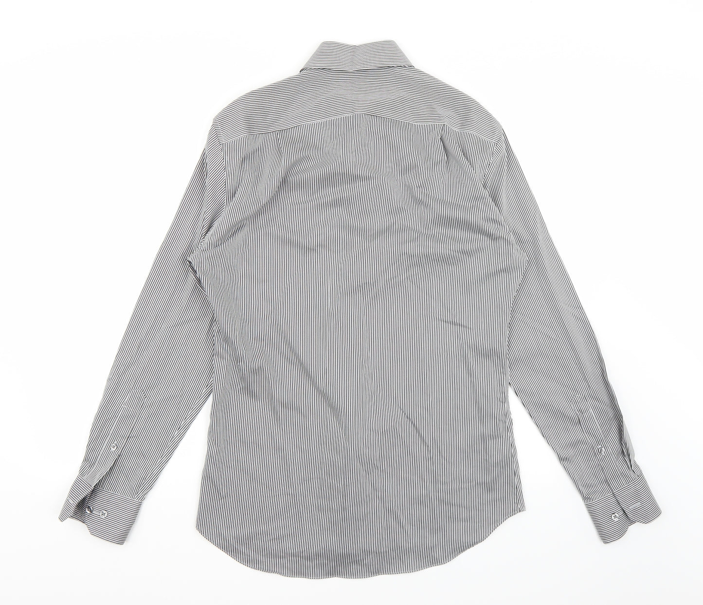 Marks and Spencer Mens White Striped   Button-Up Size 15