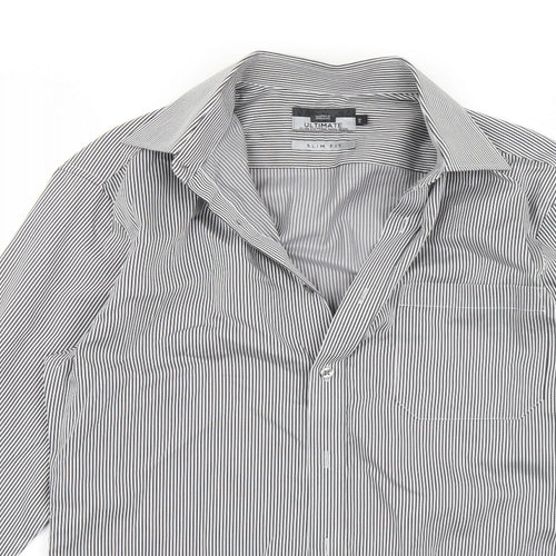 Marks and Spencer Mens White Striped   Button-Up Size 15