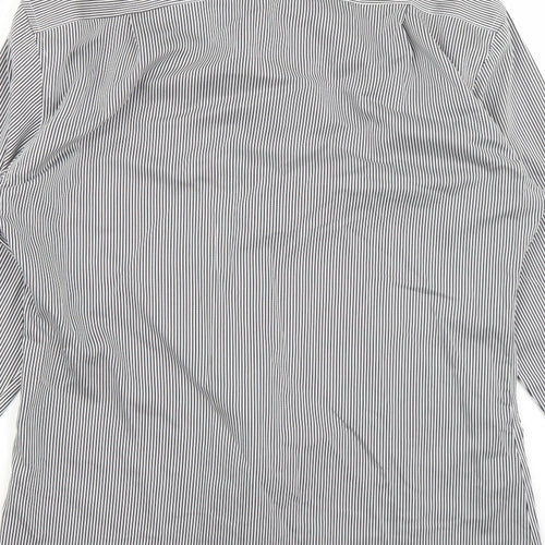 Marks and Spencer Mens White Striped   Button-Up Size 15