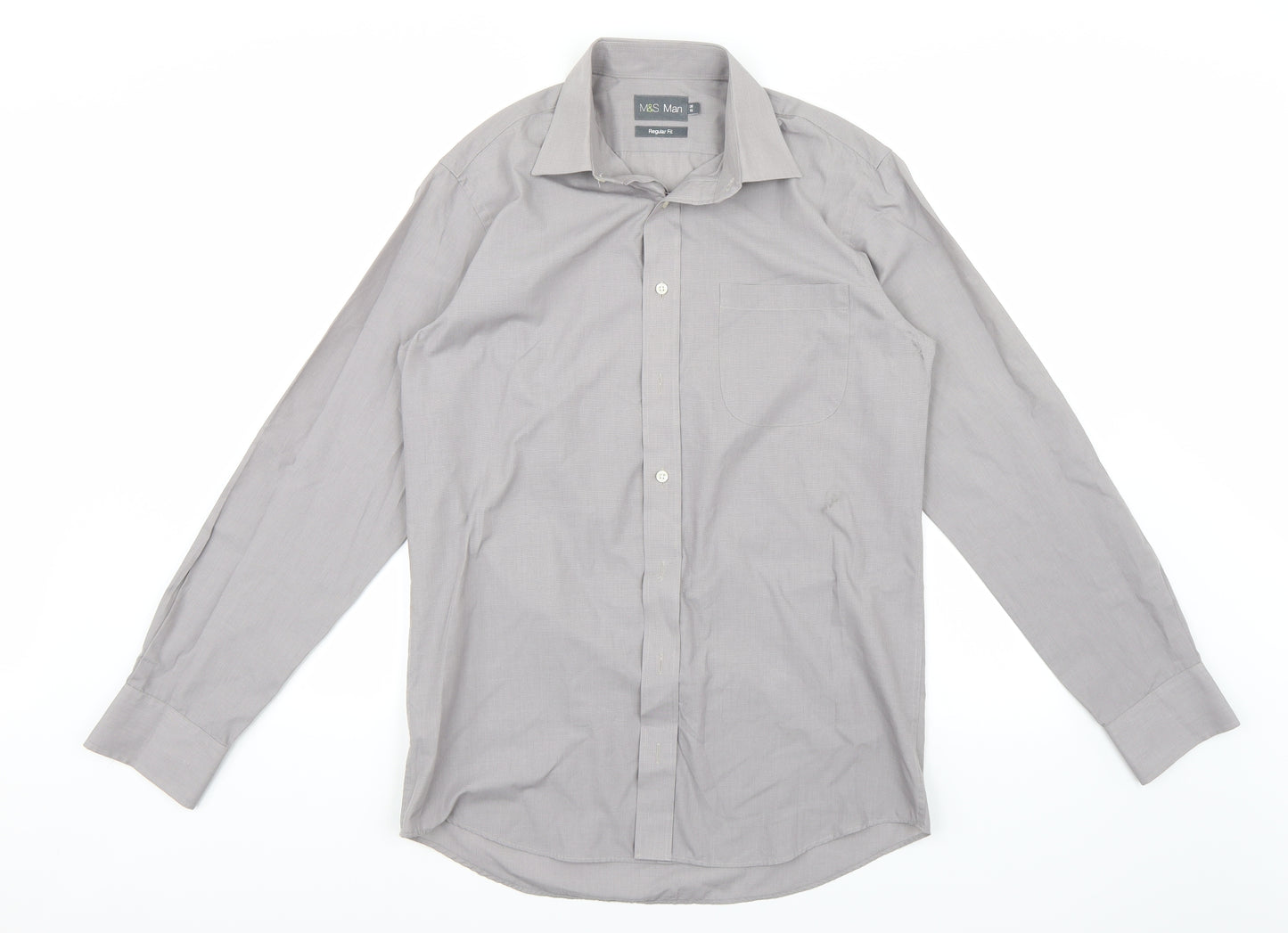 Marks and Spencer Mens Grey    Button-Up Size 15