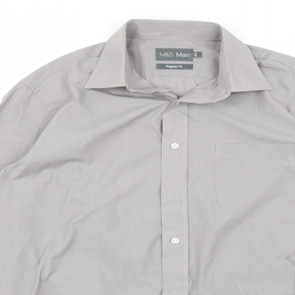 Marks and Spencer Mens Grey    Button-Up Size 15