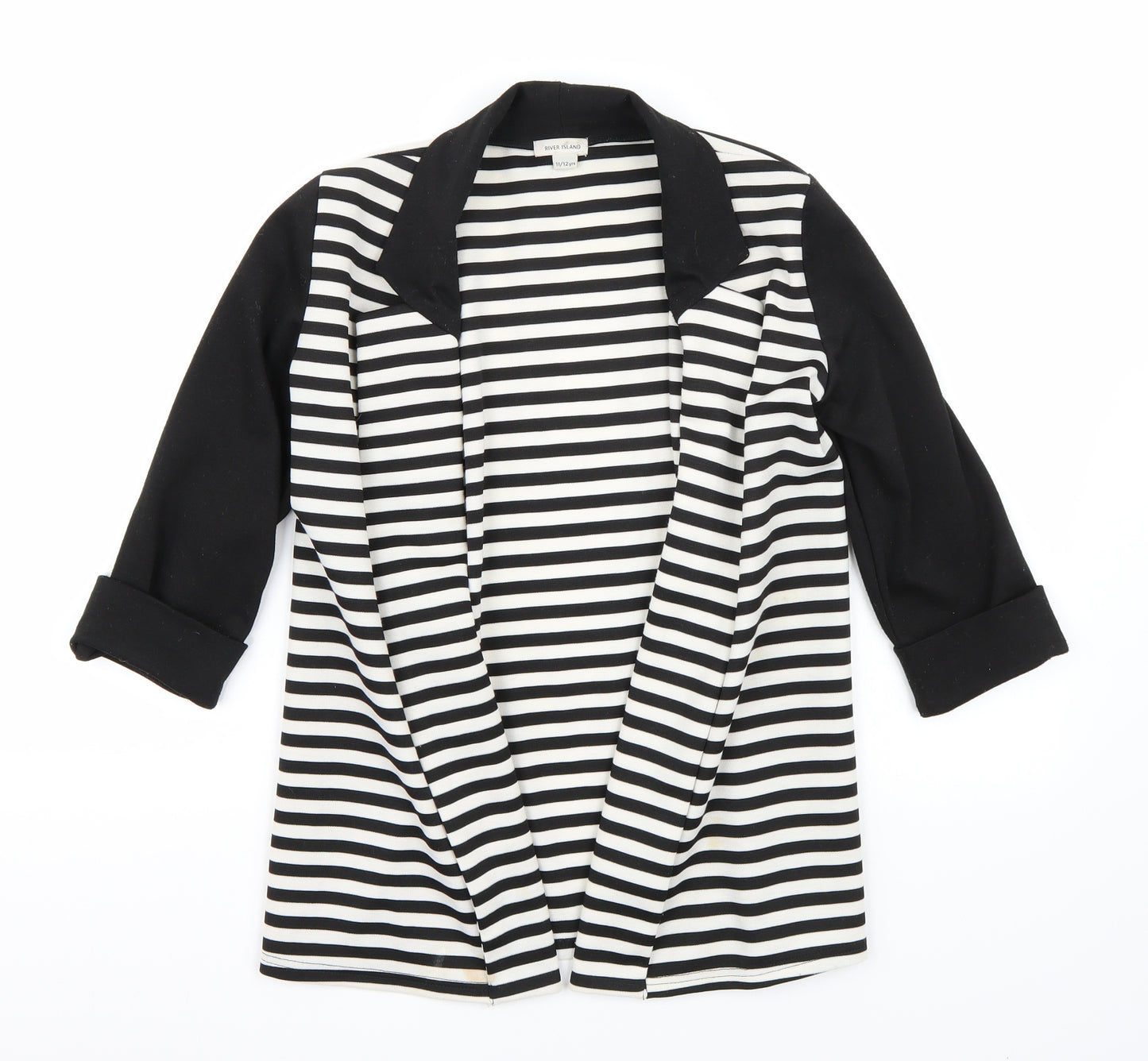 Riverisland Girls Black Striped  Jacket Blazer Size 12 Years
