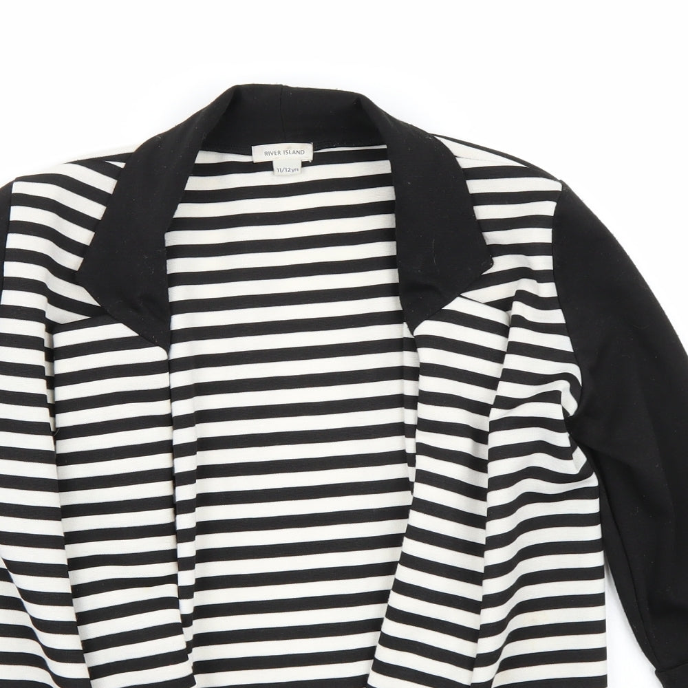 Riverisland Girls Black Striped  Jacket Blazer Size 12 Years