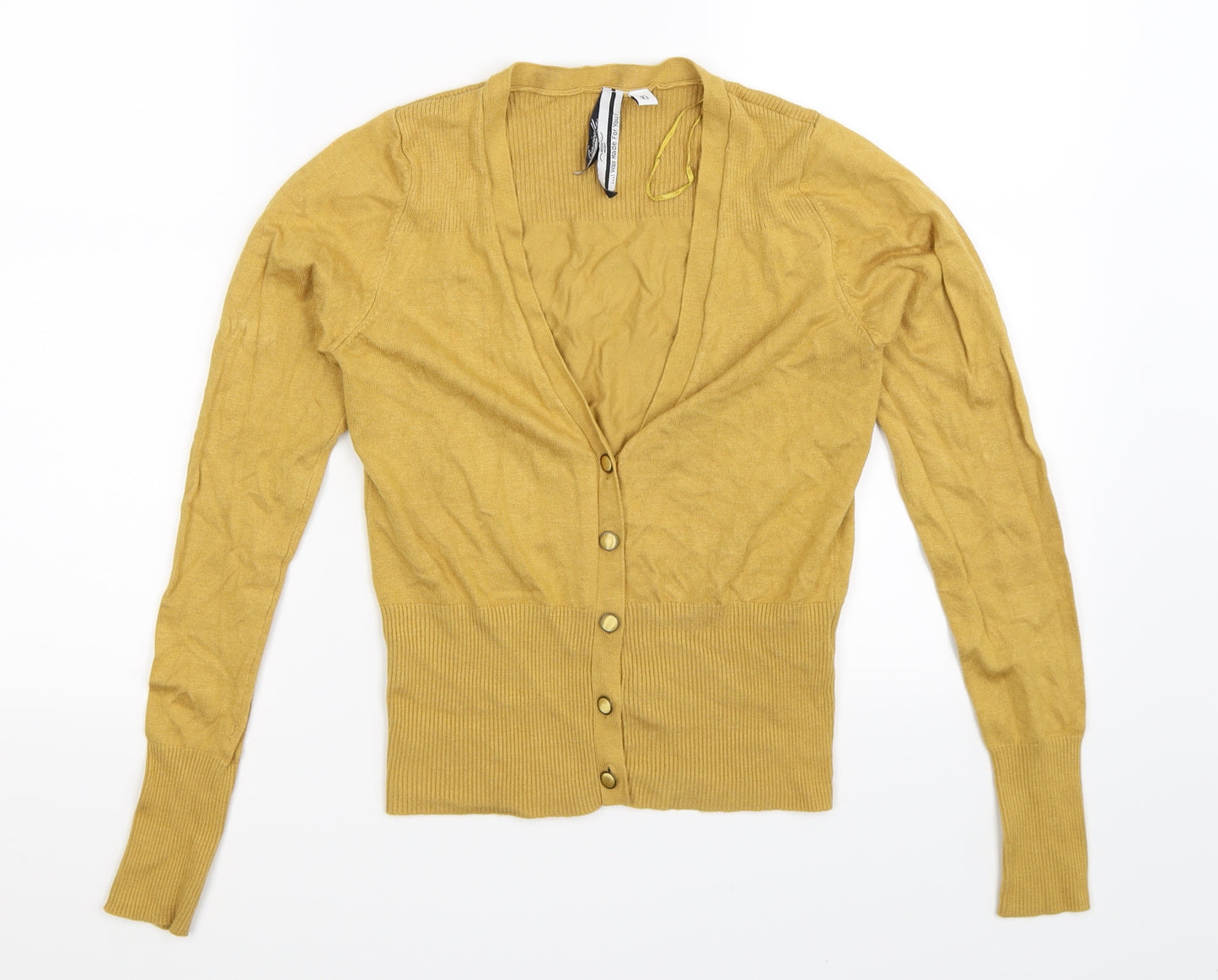 New Look Womens Yellow  Knit Cardigan Jumper Size 10