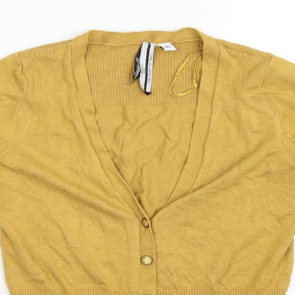 New Look Womens Yellow  Knit Cardigan Jumper Size 10