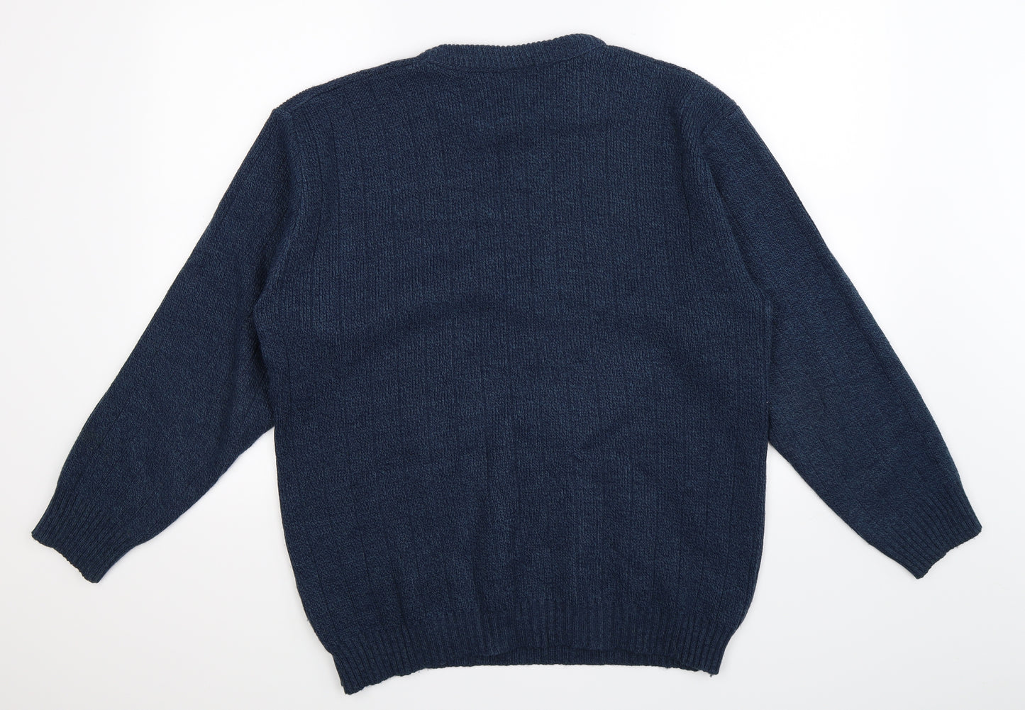 Preworn Mens Blue Geometric Knit Pullover Jumper Size L
