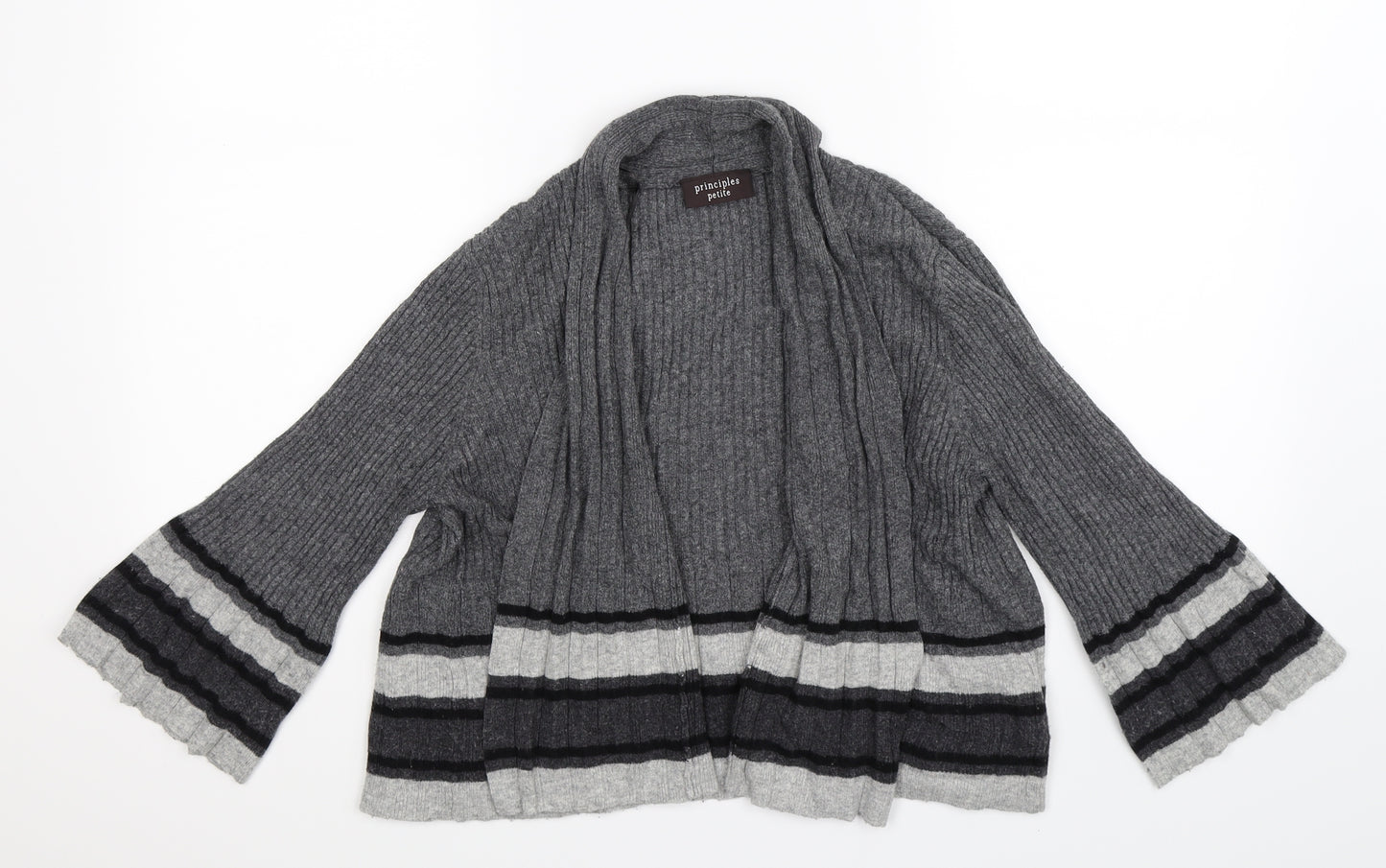 Principles Womens Grey Striped Knit Cardigan Jumper Size 14