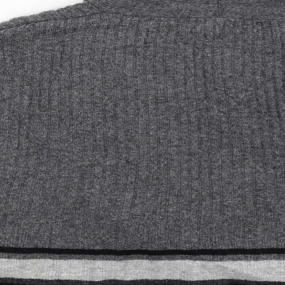 Principles Womens Grey Striped Knit Cardigan Jumper Size 14