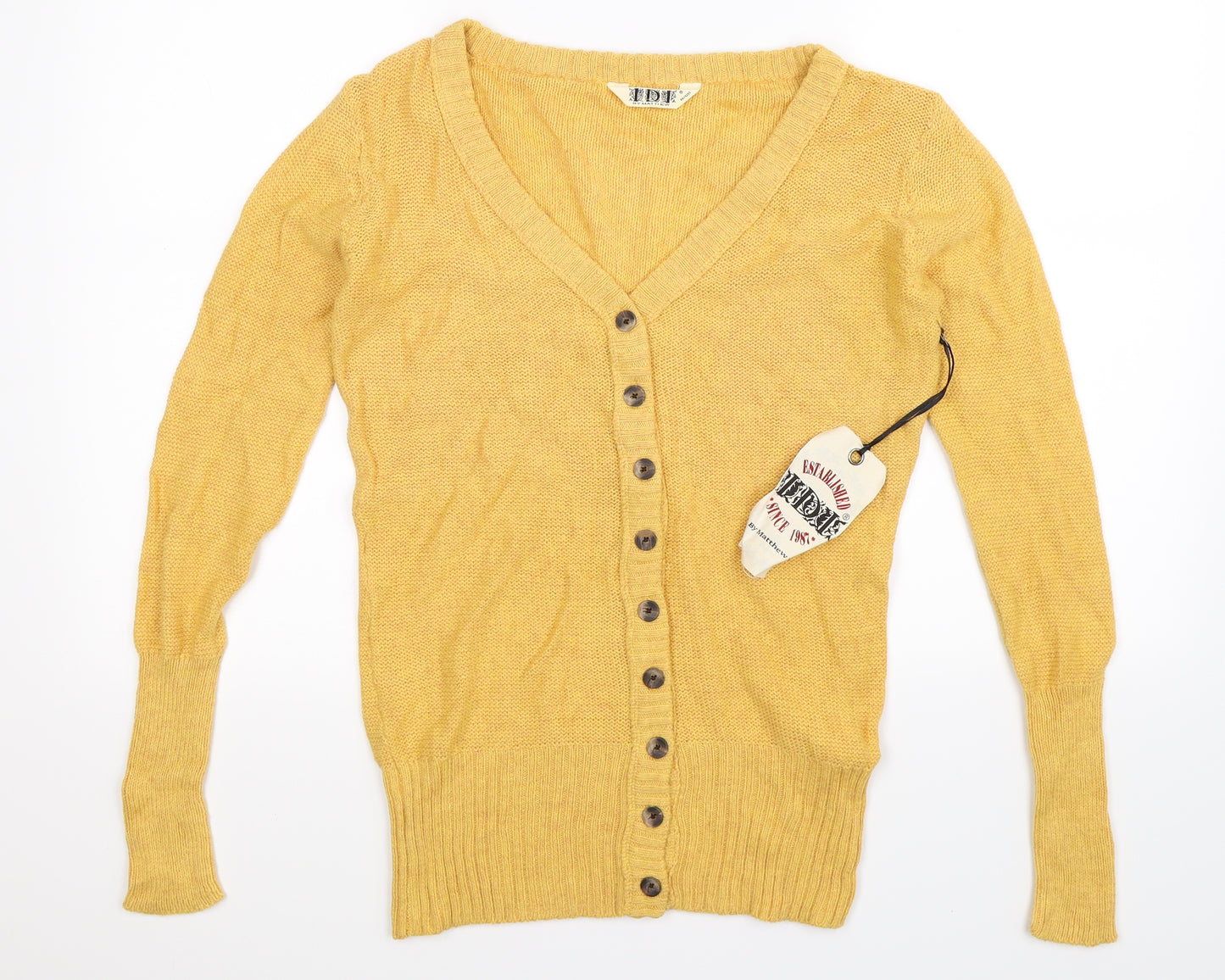 IDI Womens Yellow  Knit Cardigan Jumper Size M