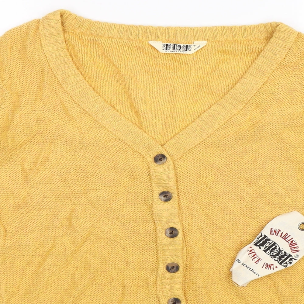 IDI Womens Yellow  Knit Cardigan Jumper Size M