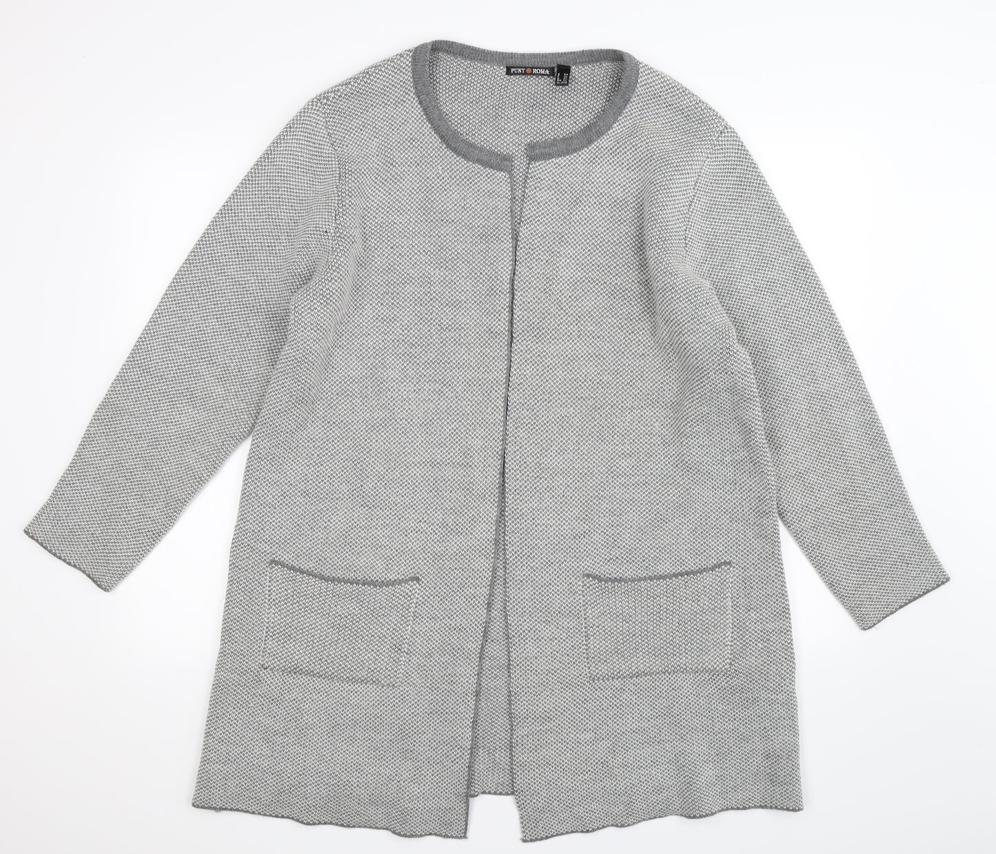 Punt Roma Womens Grey  Knit Cardigan Jumper Size XL