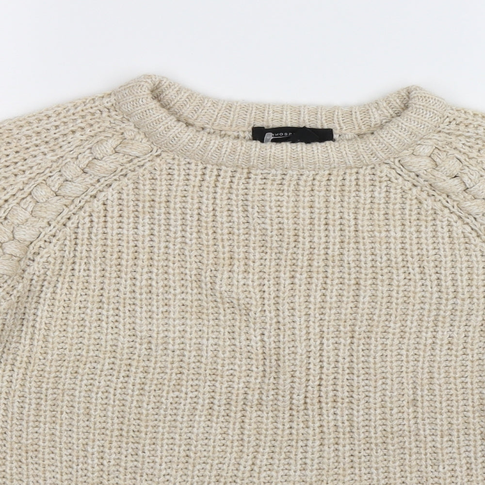 Atmosp Womens Beige  Knit Pullover Jumper Size 12