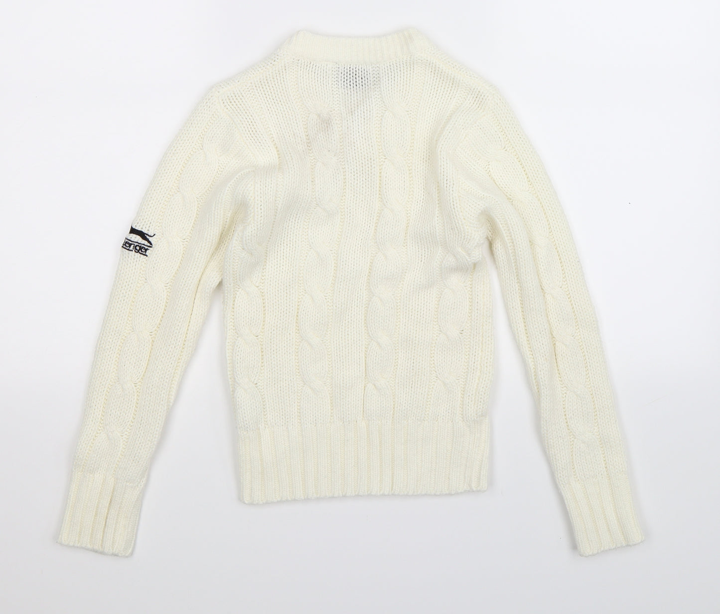 Slazenger Boys White  Knit Pullover Jumper Size 9-10 Years