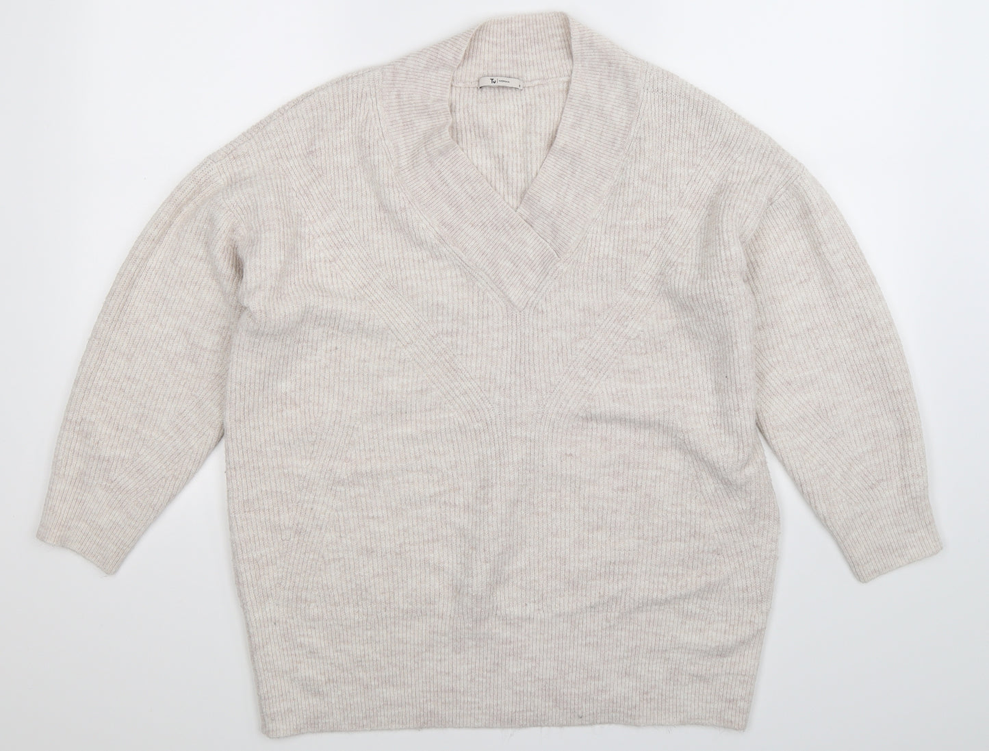 TU Womens Beige  Knit Pullover Jumper Size 16