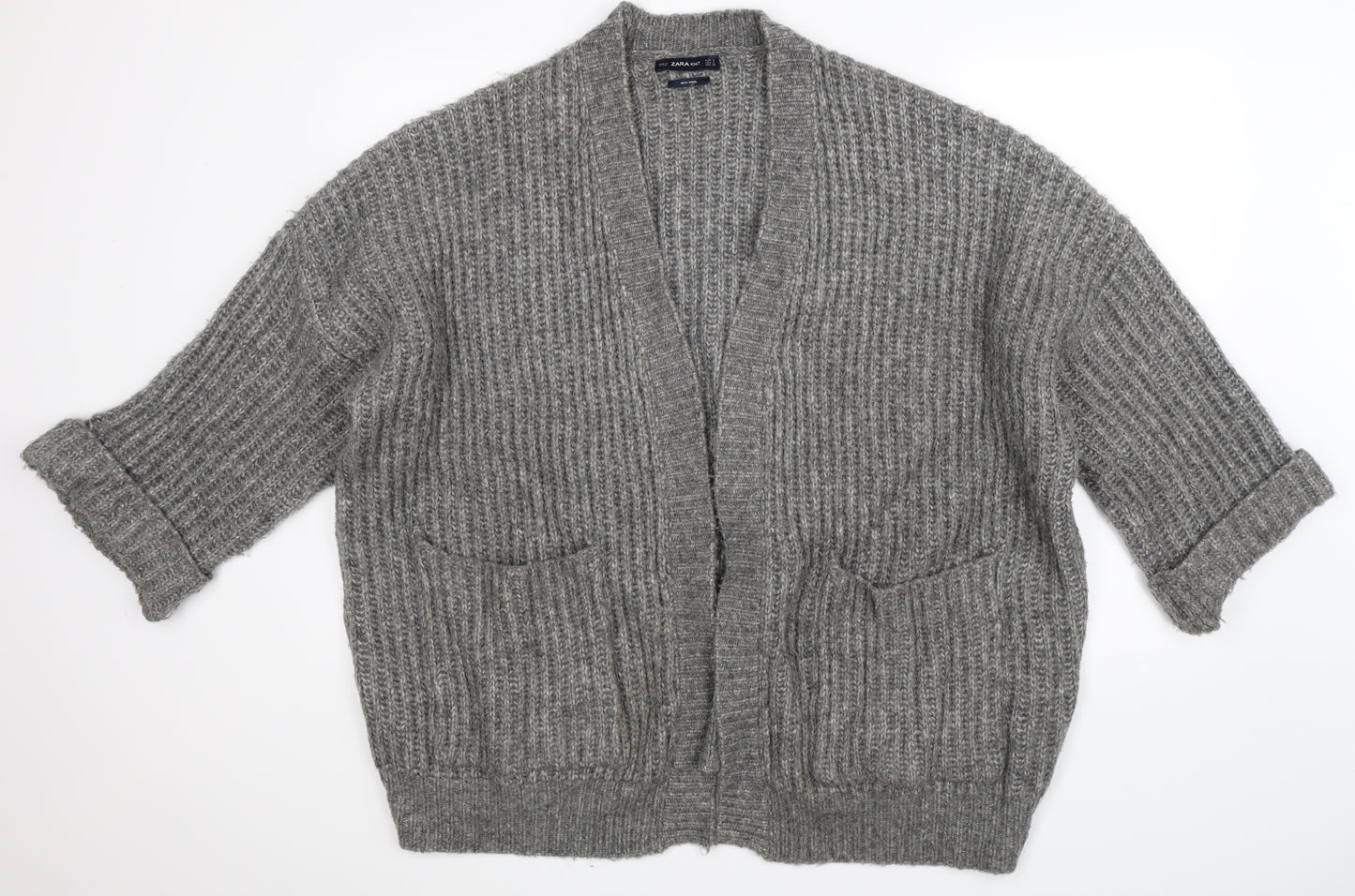 Zara Womens Grey  Knit Cardigan Jumper Size S  - Oversized