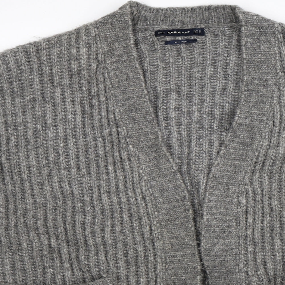 Zara Womens Grey  Knit Cardigan Jumper Size S  - Oversized
