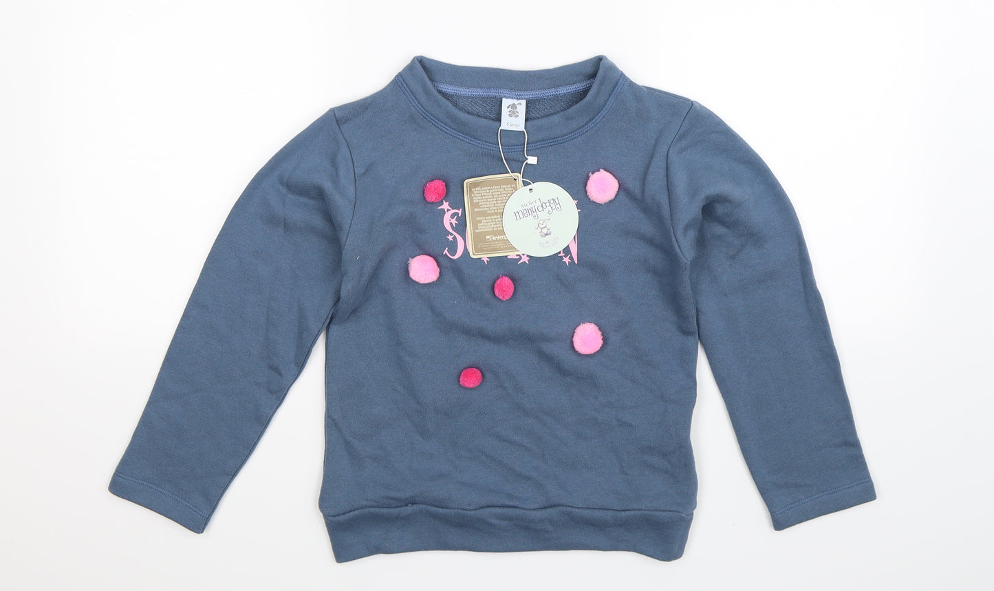 Meny Doggy Girls Blue   Pullover Sweatshirt Size 5-6 Years