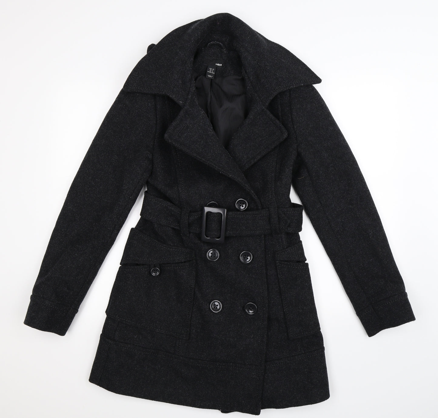 H&M Womens Black   Pea Coat Coat Size 10