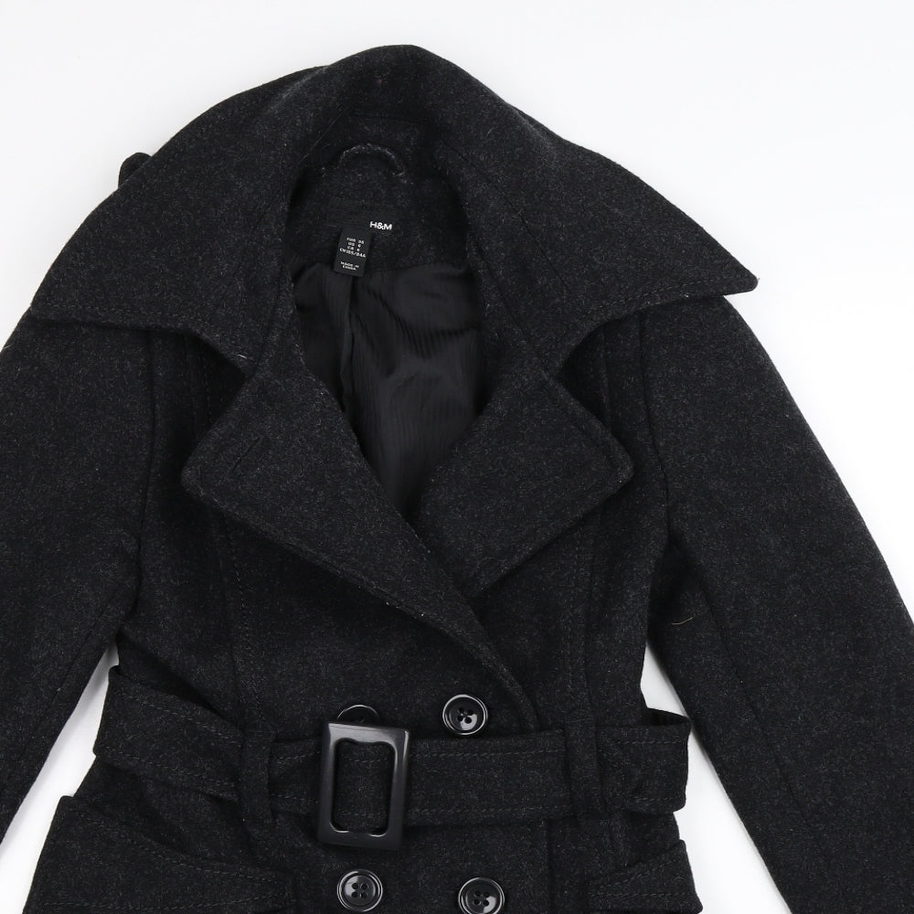 H&M Womens Black   Pea Coat Coat Size 10