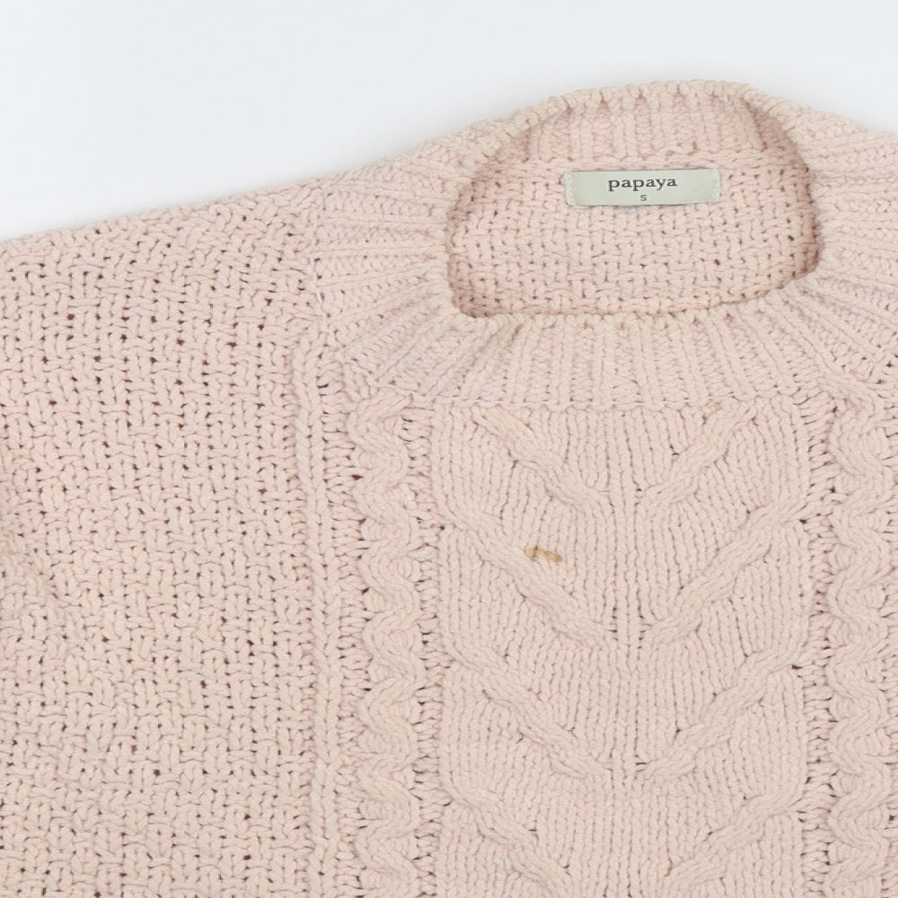 Papaya Womens Beige  Knit Pullover Jumper Size S  - Oversized