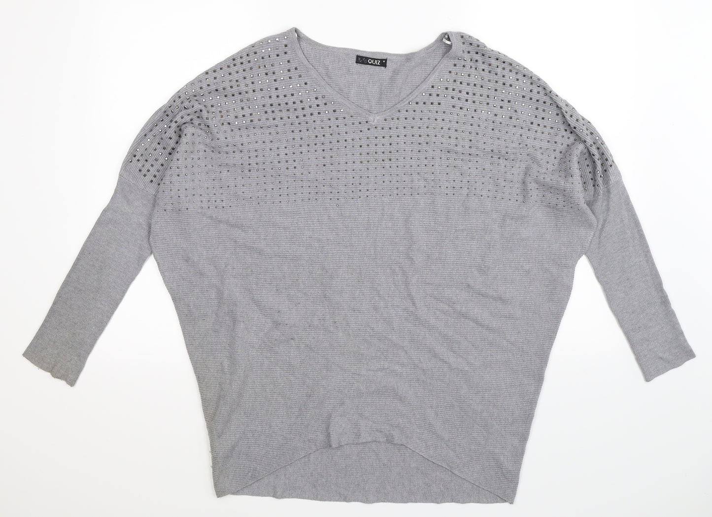 Quiz Womens Grey  Knit Pullover Jumper Size M  - Oversized