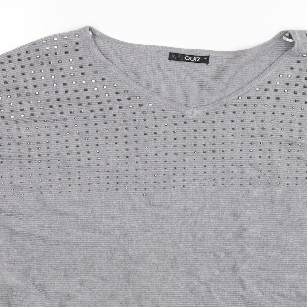 Quiz Womens Grey  Knit Pullover Jumper Size M  - Oversized