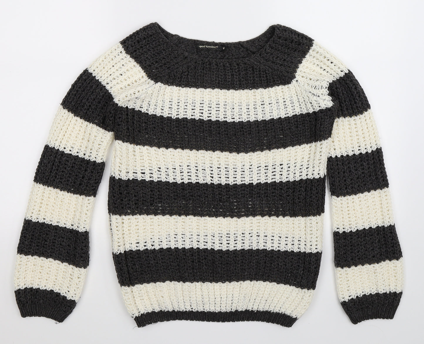 QED London Womens Multicoloured Striped Knit Pullover Jumper Size M