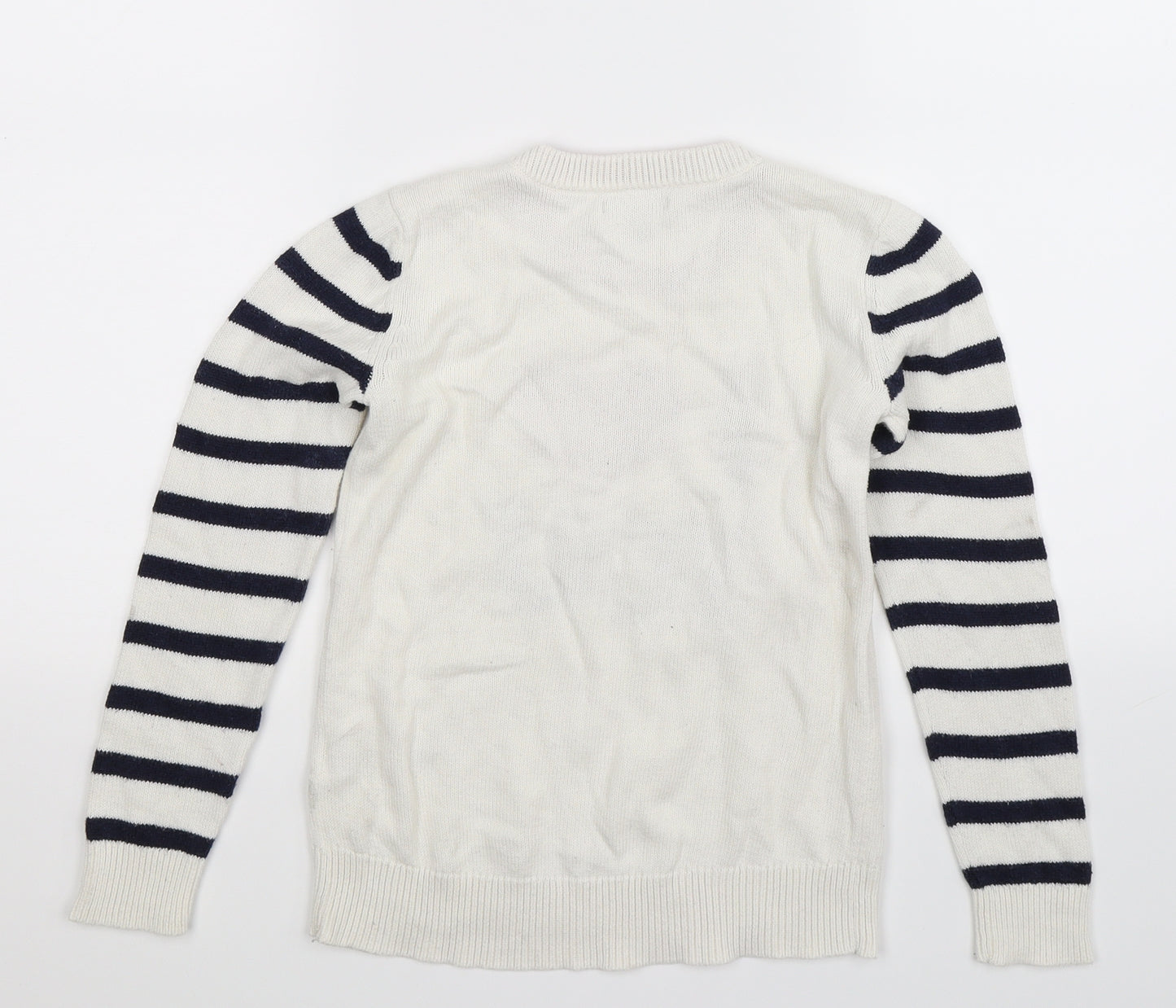 Gap Girls White Striped Knit Pullover Jumper Size 10 Years