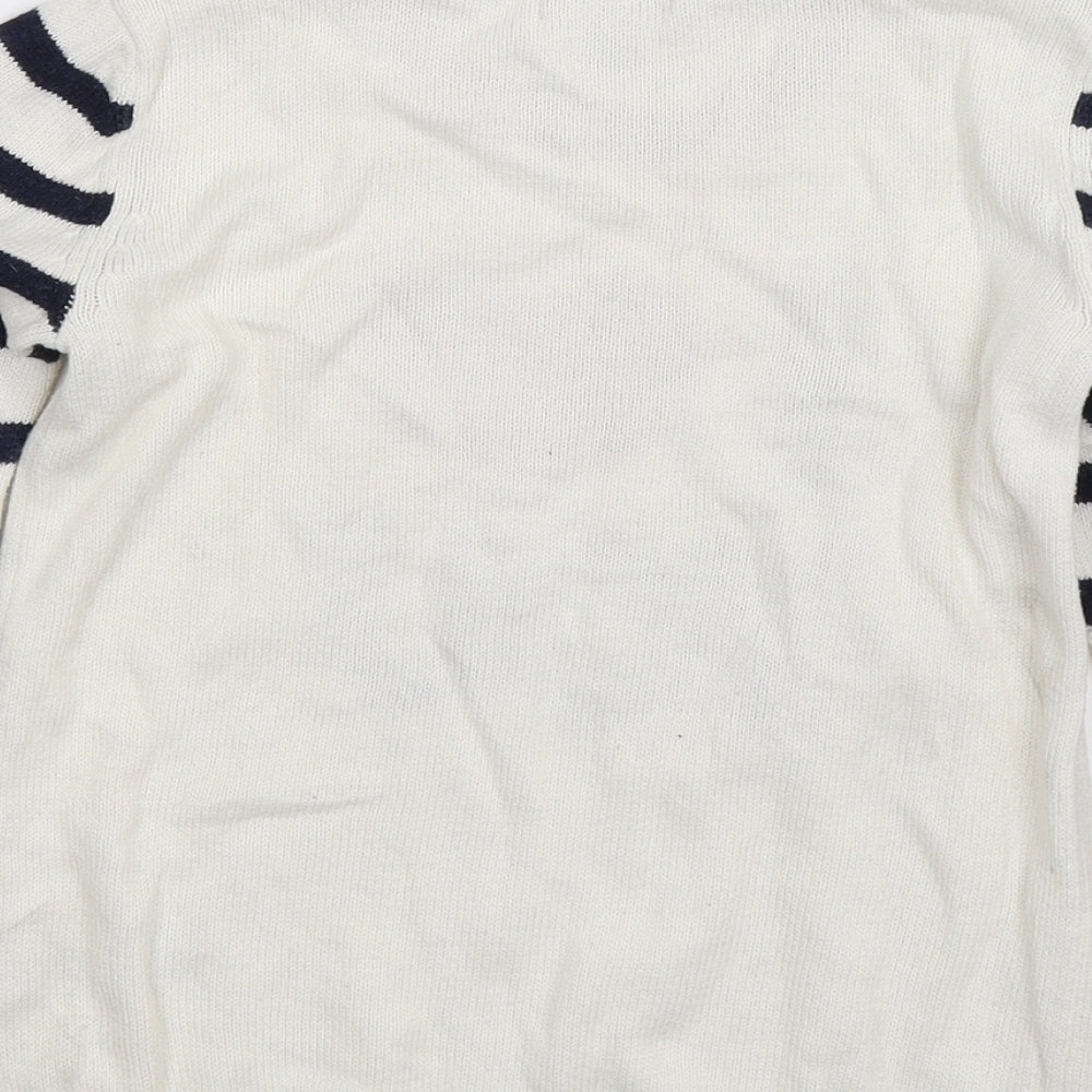 Gap Girls White Striped Knit Pullover Jumper Size 10 Years