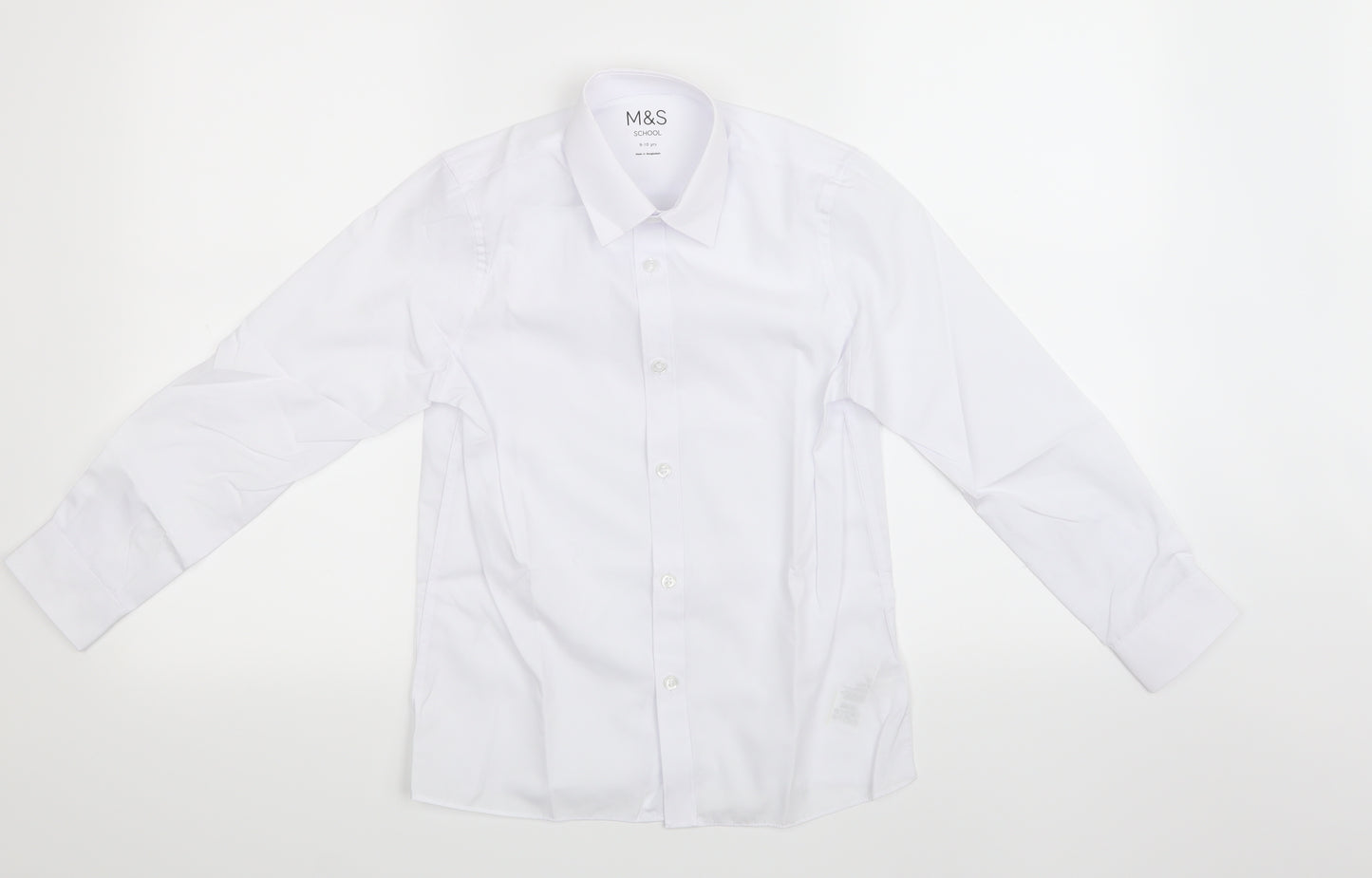 Marks and Spencer Boys White Houndstooth  Basic Button-Up Size 9-10 Years