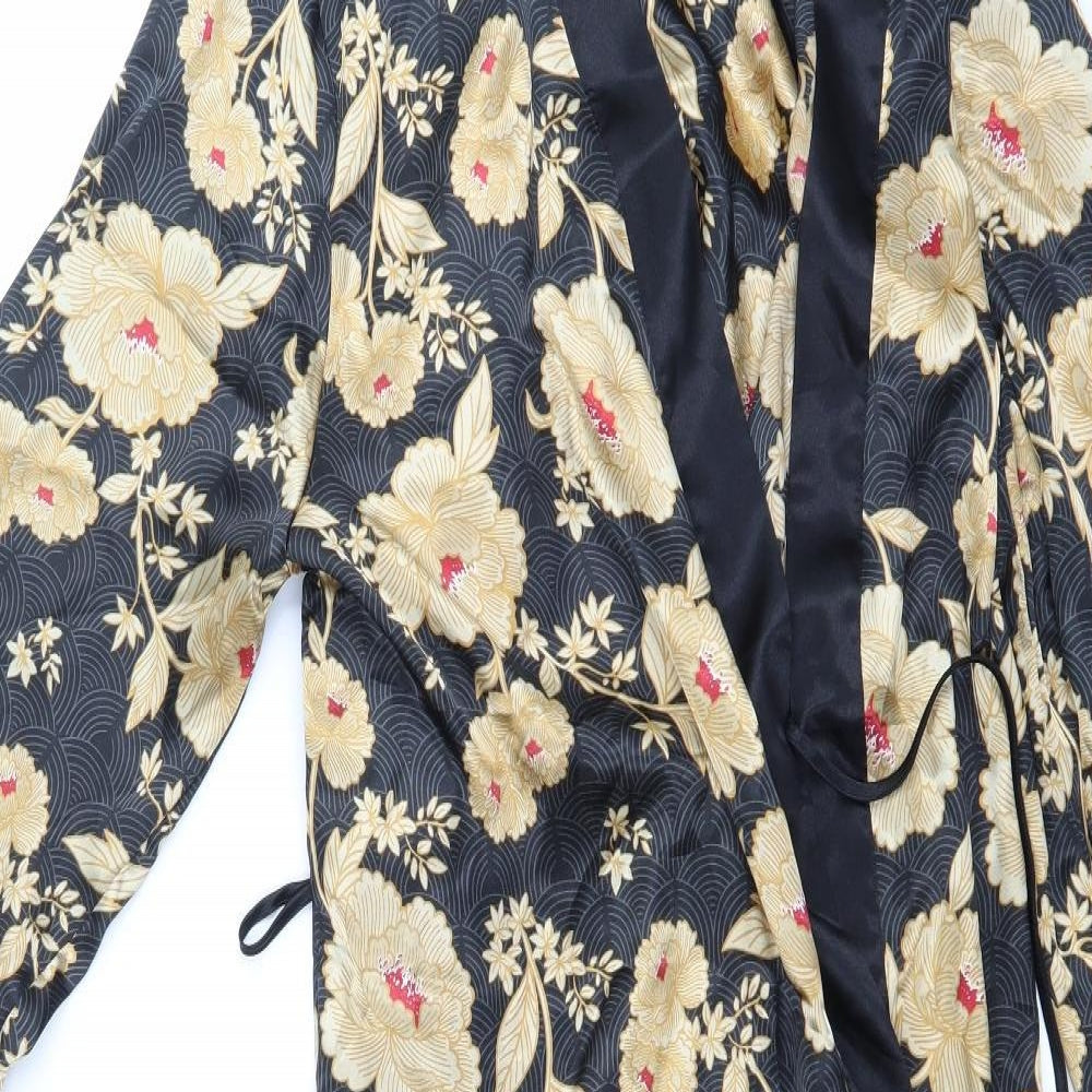 Marks and Spencer Womens Black Floral  Kaftan Robe Size 14