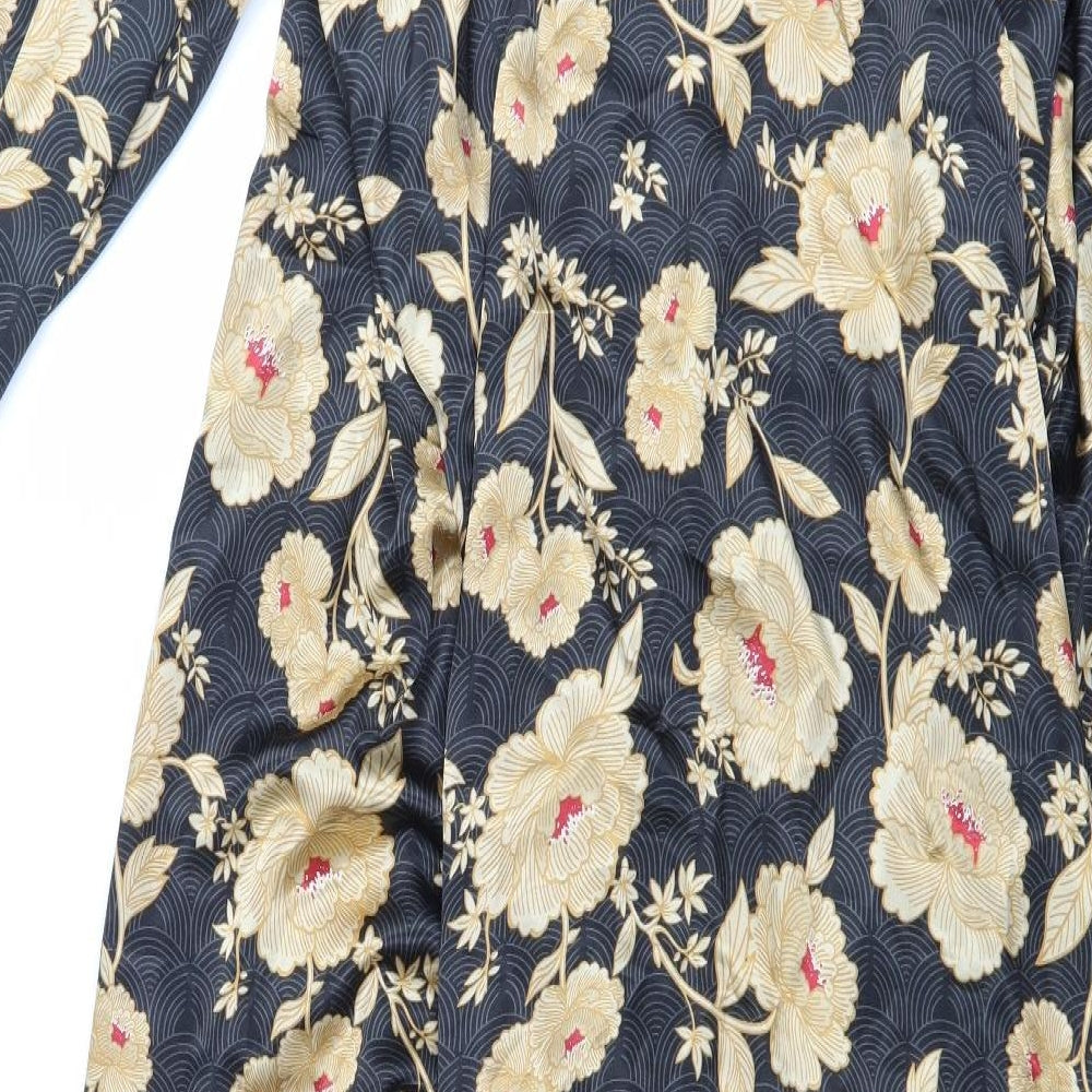 Marks and Spencer Womens Black Floral  Kaftan Robe Size 14