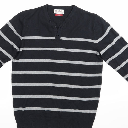 TU  Mens Black Striped  Pullover Jumper Size S