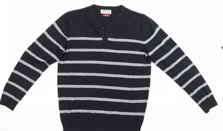 TU  Mens Black Striped  Pullover Jumper Size S