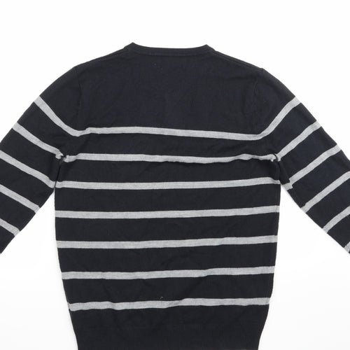TU  Mens Black Striped  Pullover Jumper Size S