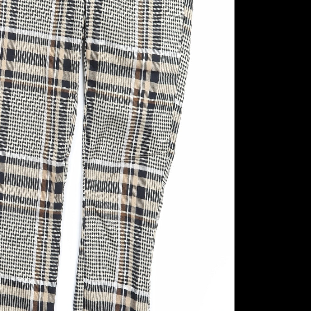 H&M Womens Brown Check  Trousers  Size 6 L22 in