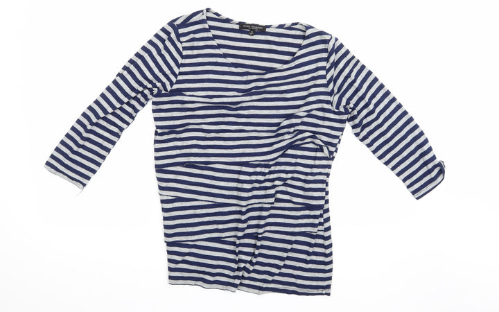 Green Envelope Womens Blue Striped Basic T-Shirt Size 10