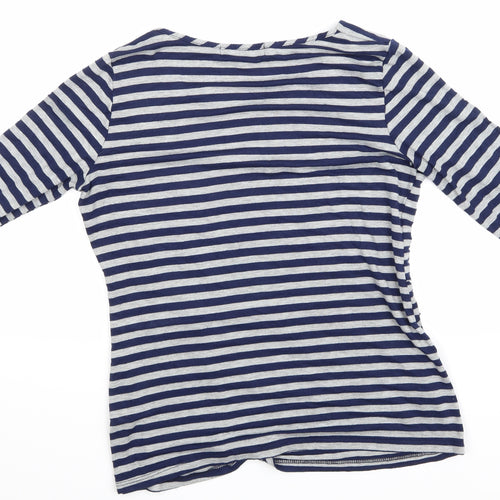 Green Envelope Womens Blue Striped  Basic T-Shirt Size 10