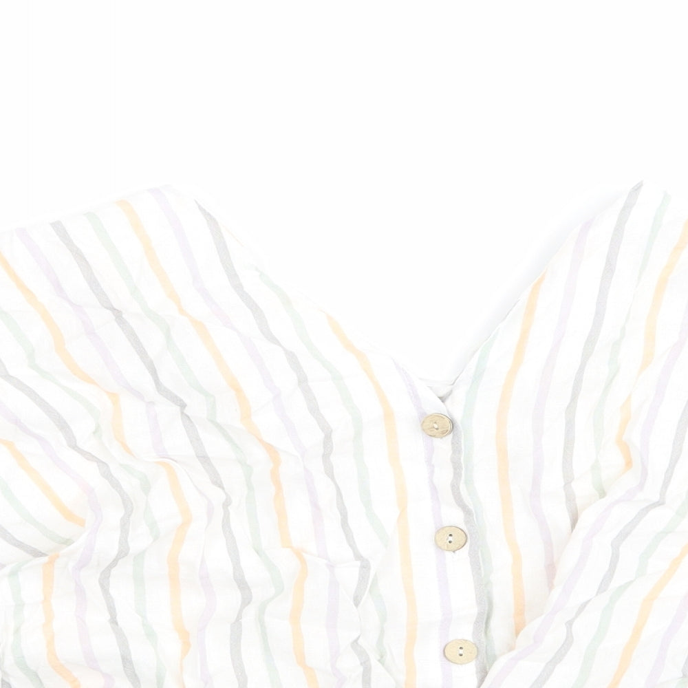 New Look Womens White Striped  Basic Button-Up Size 16