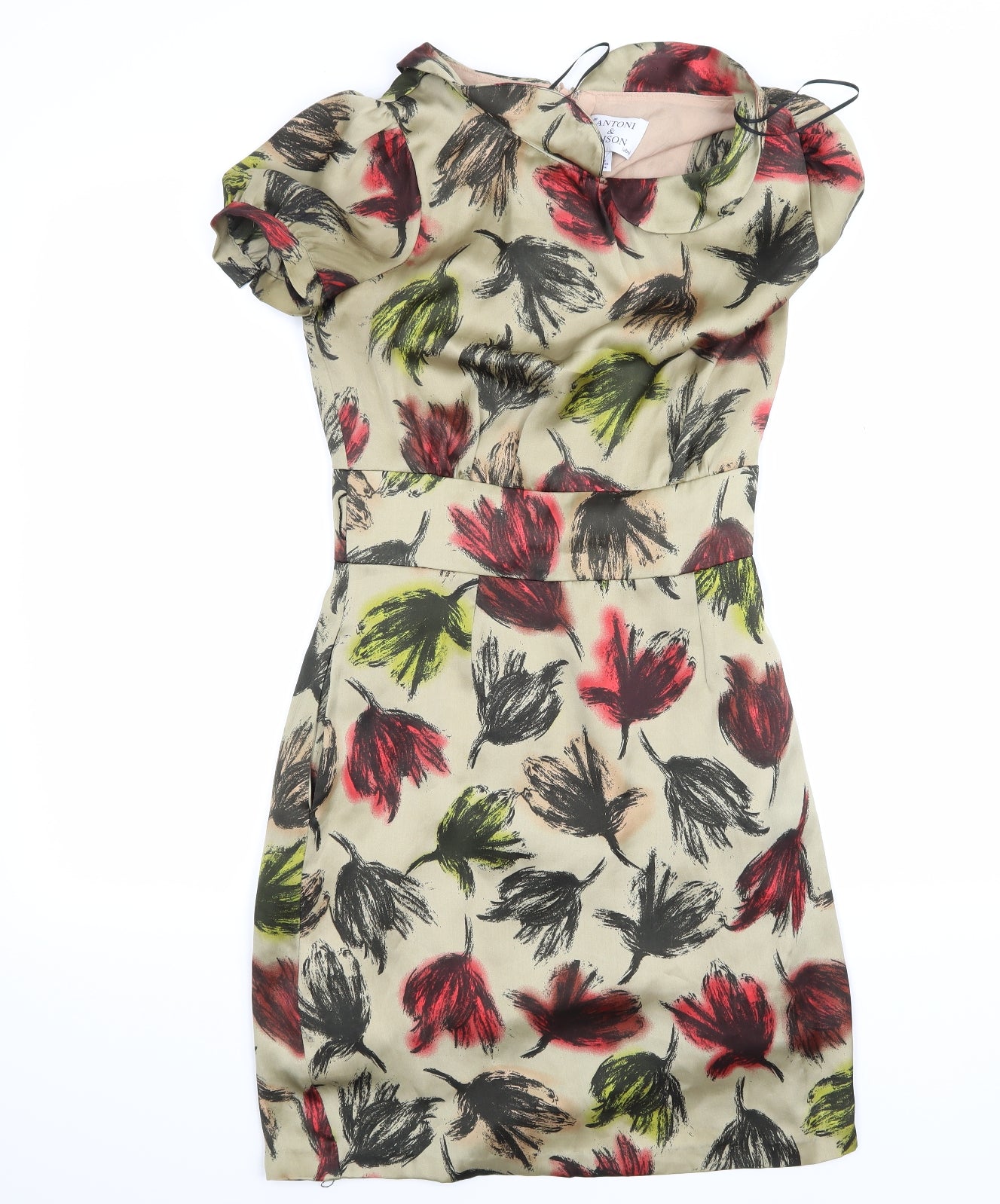 Antoni & Alison Womens Beige Floral  A-Line  Size 8