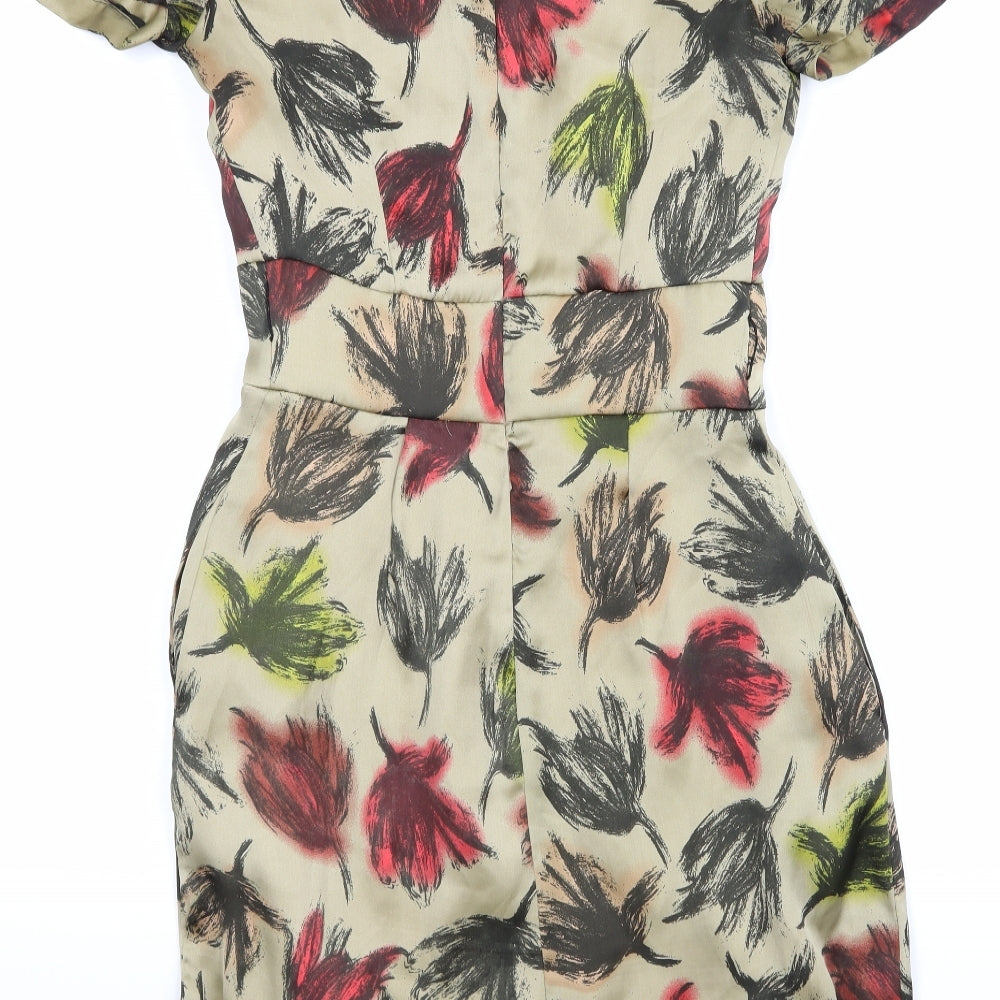 Antoni & Alison Womens Beige Floral  A-Line  Size 8