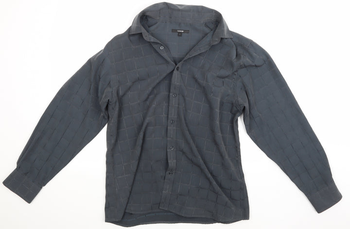 George Mens Grey Check Button-Up Size L