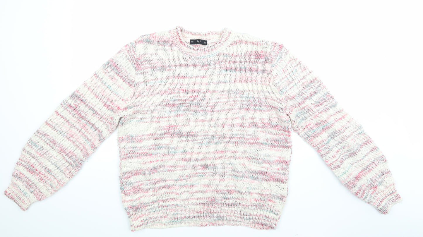 F&F Womens Pink Striped  Pullover Jumper Size 12