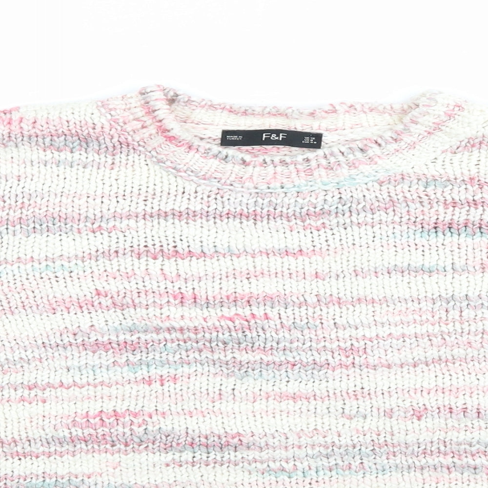 F&F Womens Pink Striped  Pullover Jumper Size 12