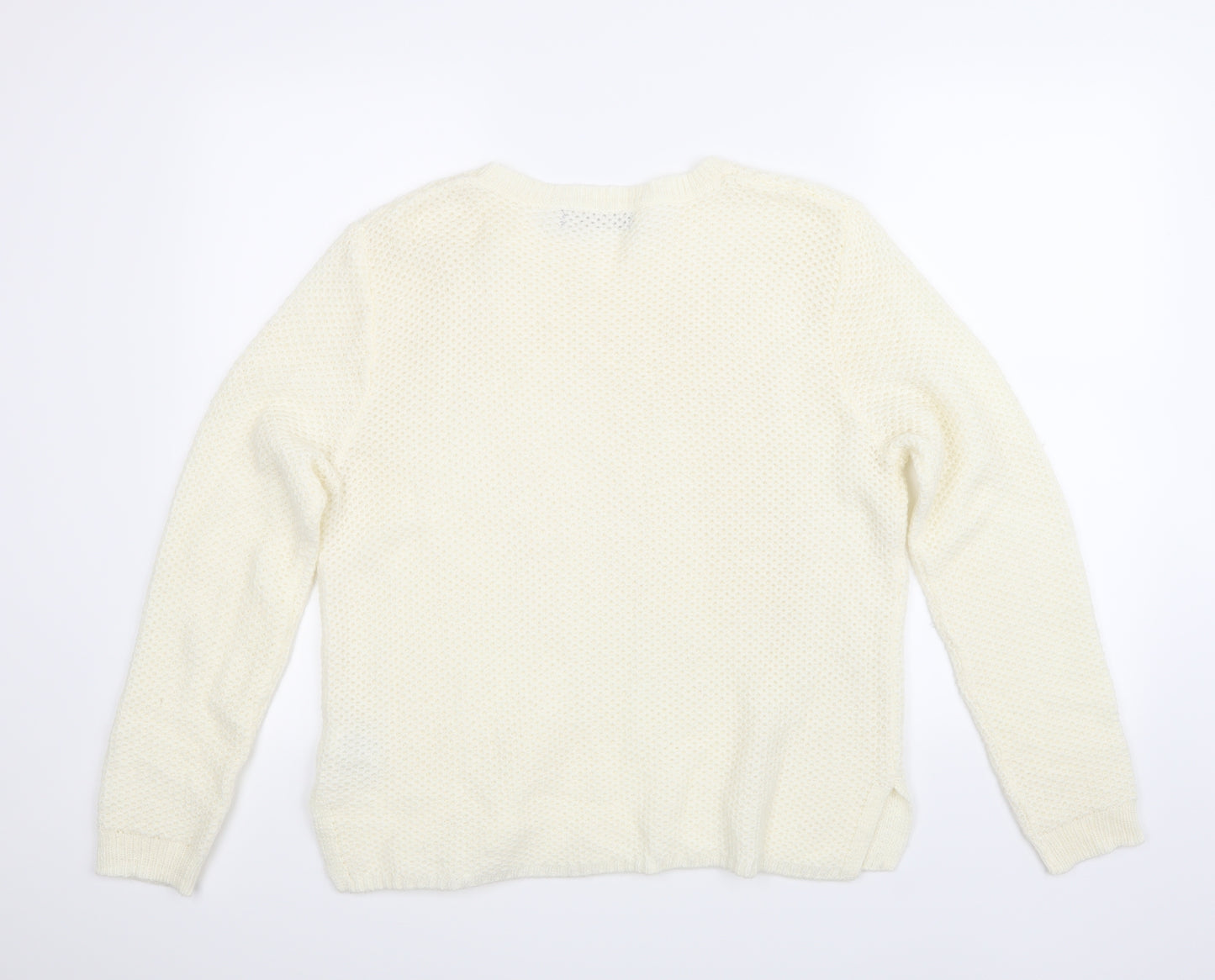 Marks and Spencer Womens White Floral  Pullover Jumper Size 16