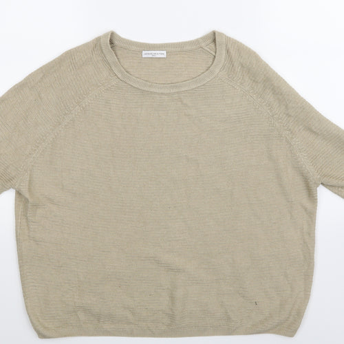 Jaqueline deYong Womens Beige Striped  Pullover Jumper Size 6