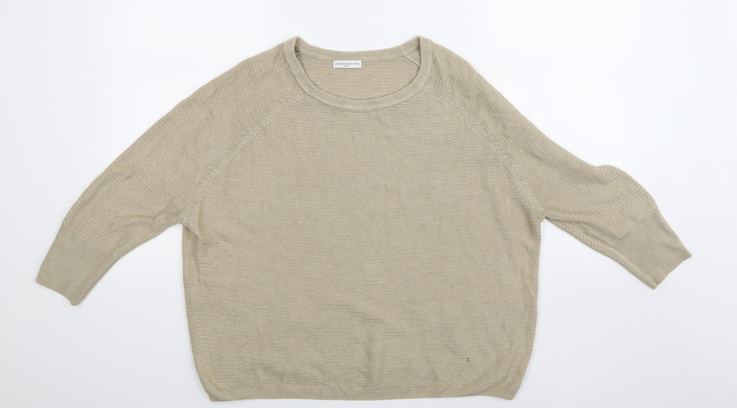 Jaqueline deYong Womens Beige Striped  Pullover Jumper Size 6