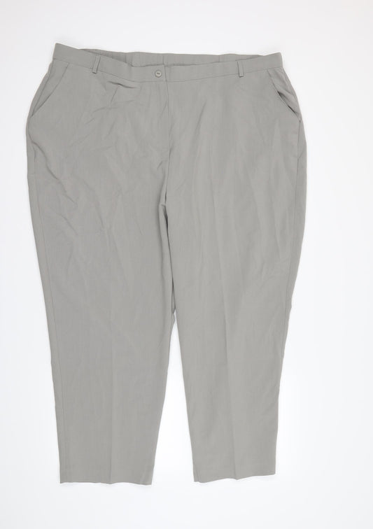 Front view of Slimma women’s grey dress pants trousers, size UK 24, 24-inch leg